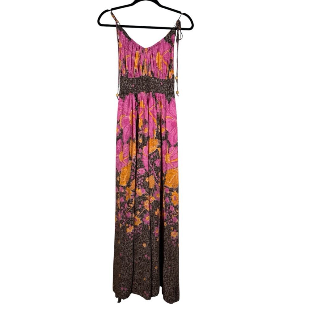Free People Loreli Wide Leg Jumpsuit Women's XS Bold Floral Billowy Boho Chic - Picture 2 of 11